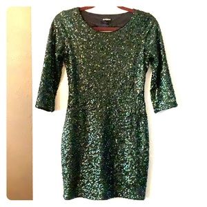 Emerald green sequins cocktail dress